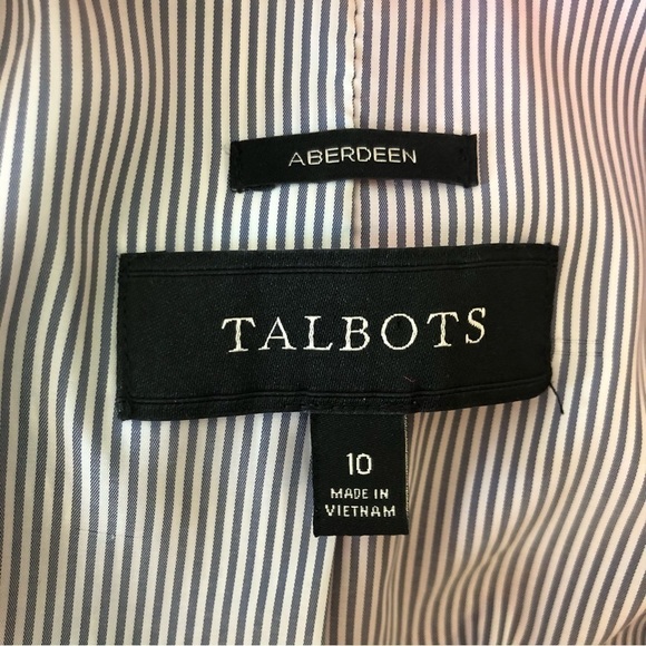 Talbots Petites Button Up Classic Blouse Sz. 2P Blue Striped/Diamond Print LS - Picture 4 of 5